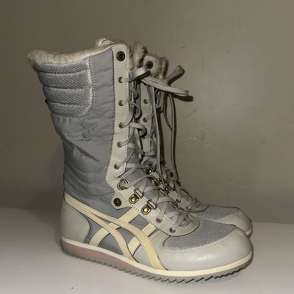 Onitsuka Tiger by Asics Shoes - Onitsuka Tiger Women's Boots Light Powder Blue & Cream Lace Up Size 7.5